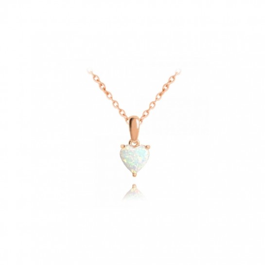 Naszyjnik pozłacany (rose gold) - opal w kształcie serca