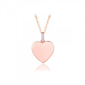 Naszyjnik pozłacany rose gold z zawieszką - gładkie serce 