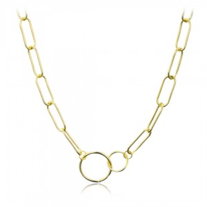 Naszyjnik pozłacany - wiszące ogniwa z kółkami