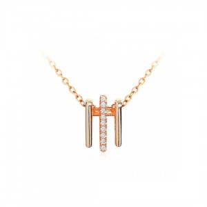 Naszyjnik pozłacany z cyrkoniami (rose gold) - potrójny