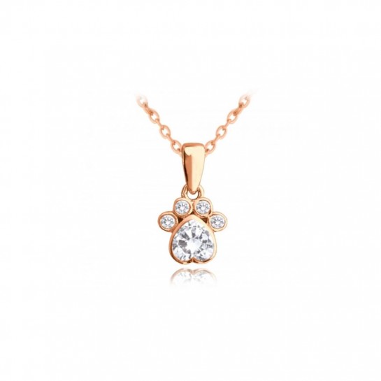 Naszyjnik rose gold - łapa z cyrkoniami