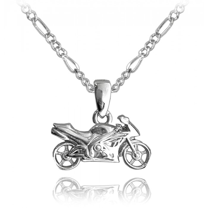 Naszyjnik srebrny 50 cm z zawieszką - motocykl