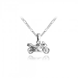 Naszyjnik srebrny 50 cm z zawieszką - motocykl
