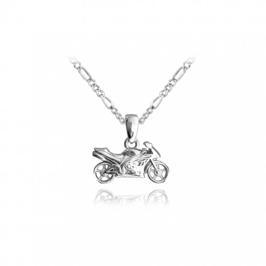 Naszyjnik srebrny 50 cm z zawieszką - motocykl