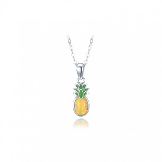 Naszyjnik srebrny 925 - ananas z żółtym opalem