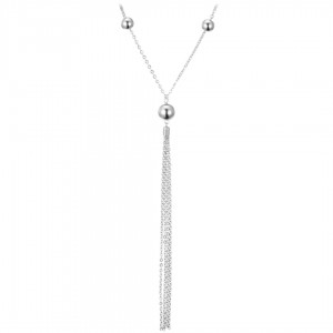 Naszyjnik srebrny 925 - kulki z wiszącymi łańcuszkami
