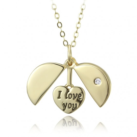 Naszyjnik srebrny 925 pozłacany - napis "I love you"