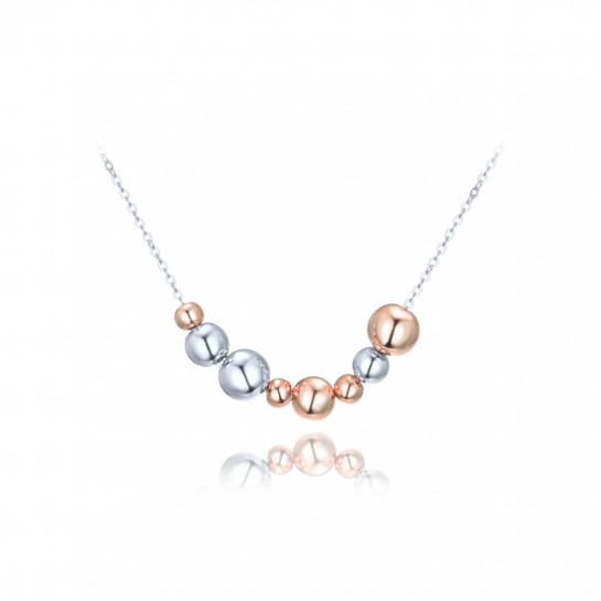 Naszyjnik srebrny dwukolorowy rose gold z kulkami