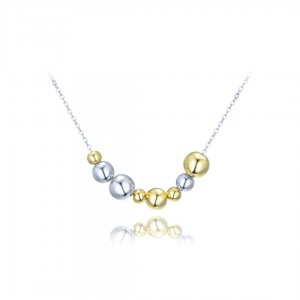Naszyjnik srebrny dwukolorowy z kulkami