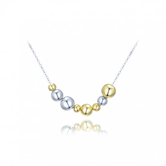 Naszyjnik srebrny dwukolorowy z kulkami