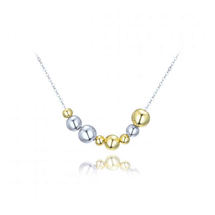 Naszyjnik srebrny dwukolorowy z kulkami