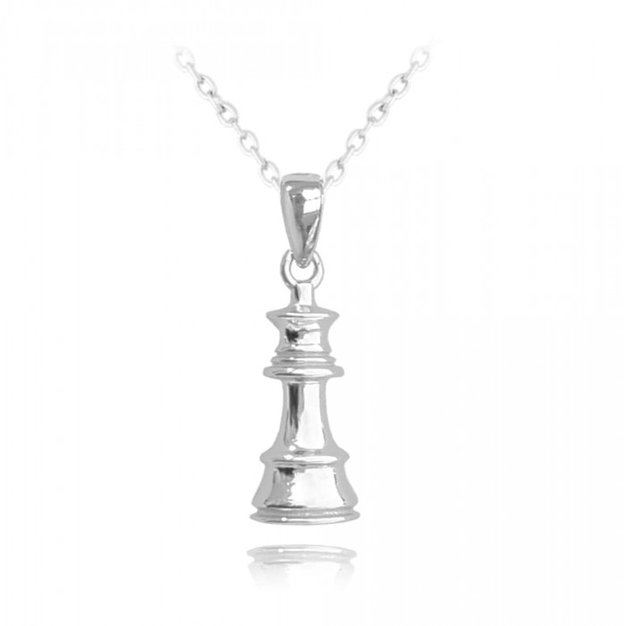 Naszyjnik srebrny  - figura szachowa (hetman)
