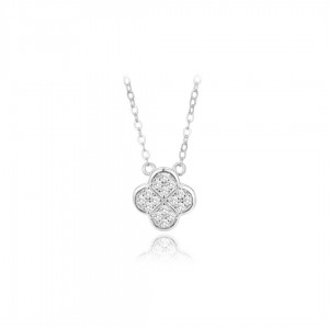 Naszyjnik srebrny - koniczyna zdobiona cyrkoniami