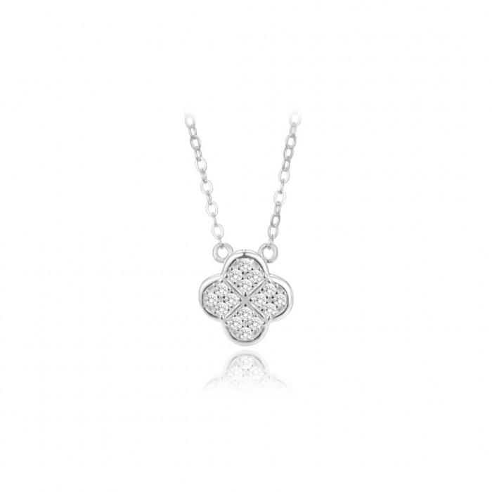 Naszyjnik srebrny - koniczyna zdobiona cyrkoniami