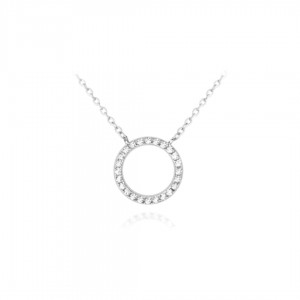 Naszyjnik srebrny - okrąg z cyrkoniami
