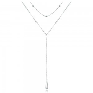 Naszyjnik srebrny podwójny - kulki i kropla