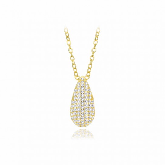 Naszyjnik srebrny pozłacany - kropla wysadzana cyrkoniami