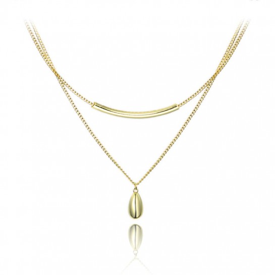 Naszyjnik srebrny pozłacany podwójny z wiszącą kropelką