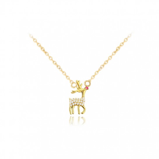 Naszyjnik srebrny pozłacany z zawieszką - renifer