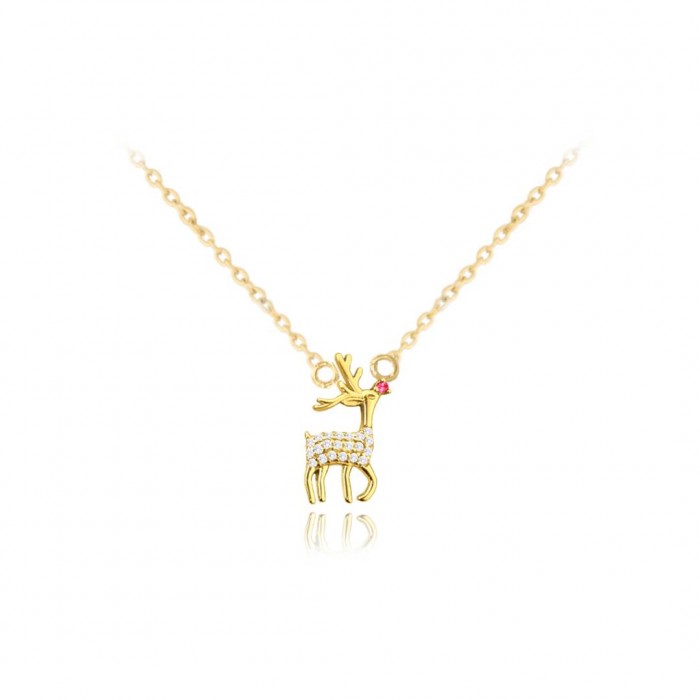 Naszyjnik srebrny pozłacany z zawieszką - renifer