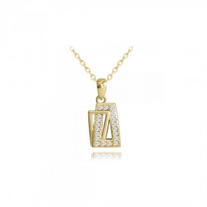 Naszyjnik srebrny pozłacany z zawieszką zdobioną cyrkoniami