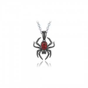 Naszyjnik srebrny pr. 925 - czarny pająk