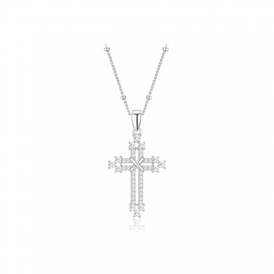 Naszyjnik srebrny pr. 925 krzyż zdobiony cyrkoniami