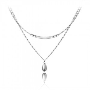 Naszyjnik srebrny pr. 925 podwójny z wiszącą kropelką