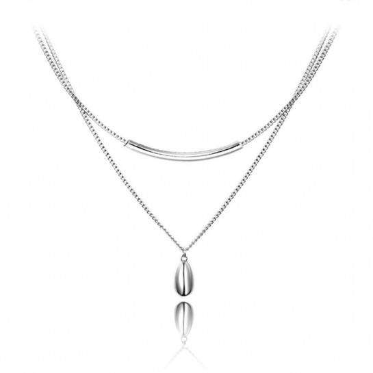 Naszyjnik srebrny pr. 925 podwójny z wiszącą kropelką