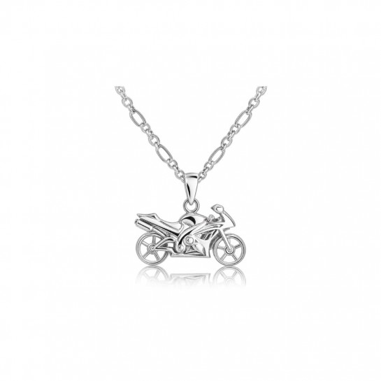 Naszyjnik srebrny pr. 925 z zawieszką - motocykl
