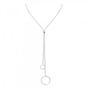 Naszyjnik srebrny regulowany - koła z cyrkoniami