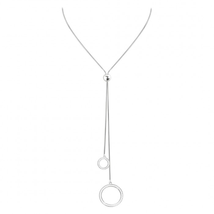 Naszyjnik srebrny regulowany - koła z cyrkoniami