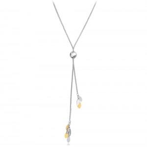 Naszyjnik srebrny regulowany - listki (bicolor)