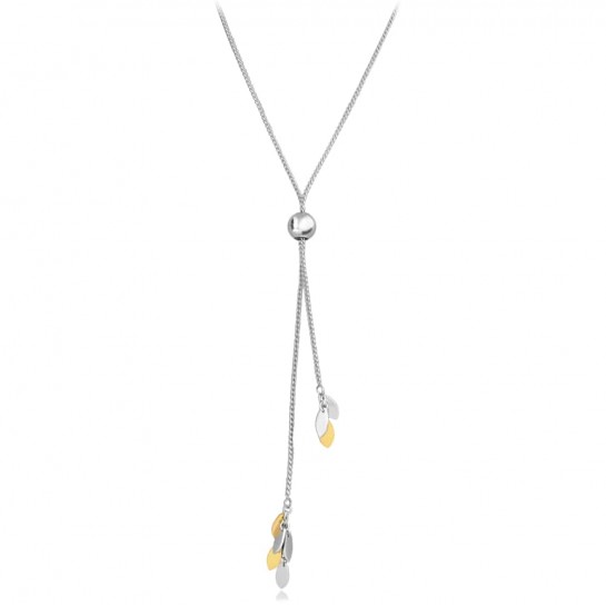 Naszyjnik srebrny regulowany - listki (bicolor)