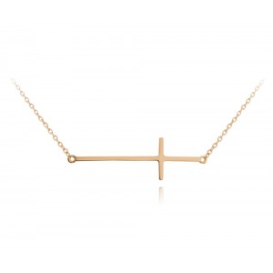 Naszyjnik srebrny rose gold - krzyż