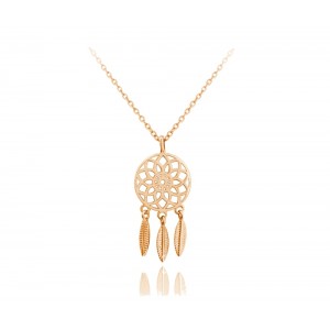 Naszyjnik srebrny rose gold - łapacz snów 