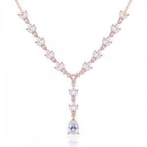 Naszyjnik srebrny rose gold pr. 925 kolia z cyrkoniami