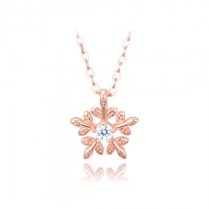 Naszyjnik srebrny rose gold - śnieżynka (płatek śniegu)