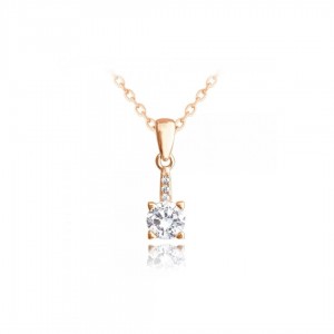 Naszyjnik srebrny rose gold z białą cyrkonią