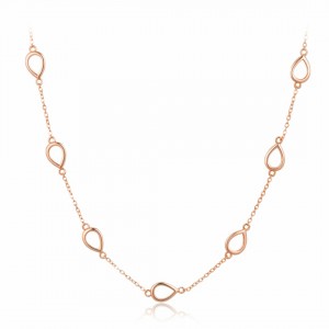 Naszyjnik srebrny rose gold z zawieszkami w kształcie kropli