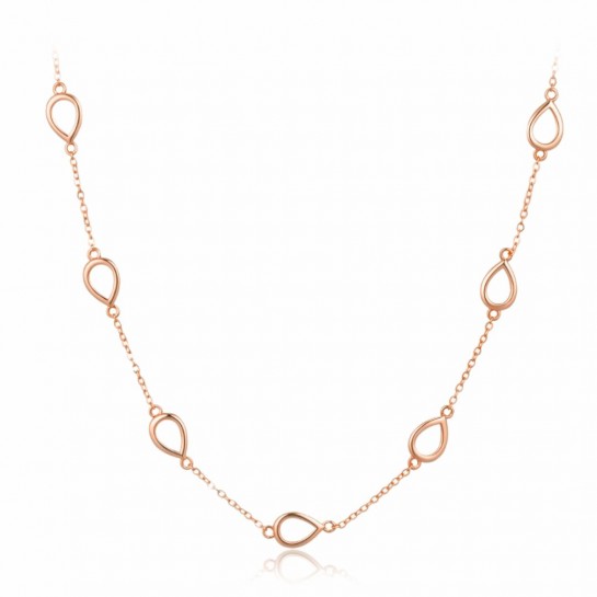 Naszyjnik srebrny rose gold z zawieszkami w kształcie kropli