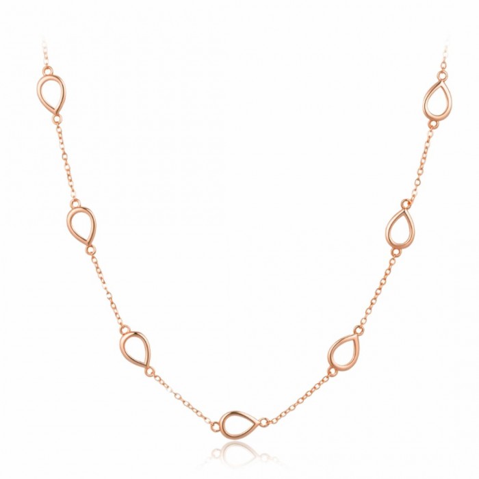 Naszyjnik srebrny rose gold z zawieszkami w kształcie kropli