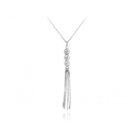 Naszyjnik srebrny z białymi cyrkoniami 