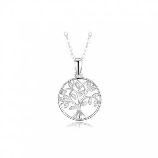 Naszyjnik srebrny z cyrkoniami - drzewo życia