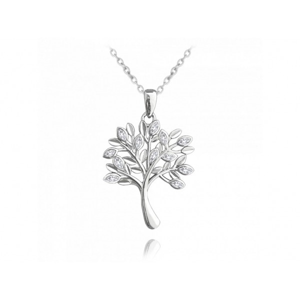 Naszyjnik srebrny z cyrkoniami - drzewo życia 