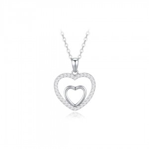 Naszyjnik srebrny z cyrkoniami - dwa serca