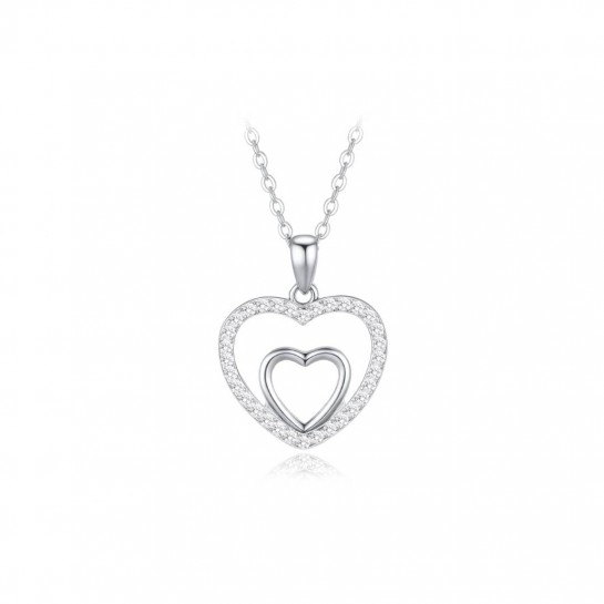 Naszyjnik srebrny z cyrkoniami - dwa serca