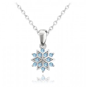 Naszyjnik srebrny z cyrkoniami - śnieżynka (płatek śniegu)