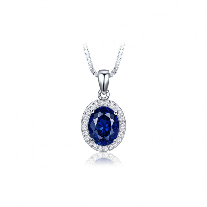 Naszyjnik srebrny z dużą granatową cyrkonią