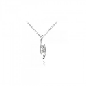 Naszyjnik srebrny z dwiema cyrkoniami